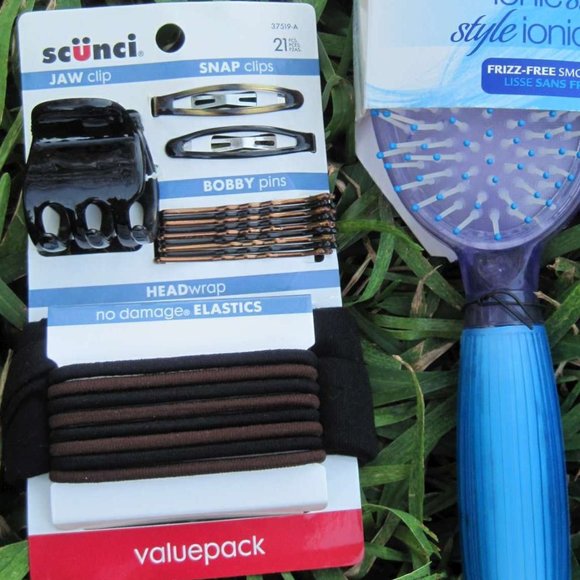 Scunci Value Variety Set 21 Pieces Hair Jaw Snap Clip Bobby Elastics Fabric Band - Picture 5 of 5